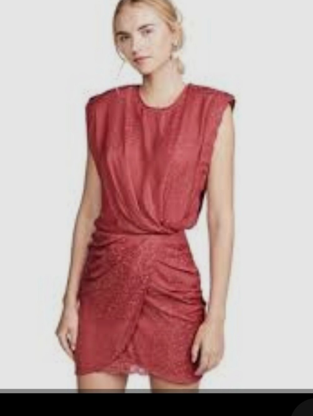 IRO Sleeveless Red Ruched Mini Dress